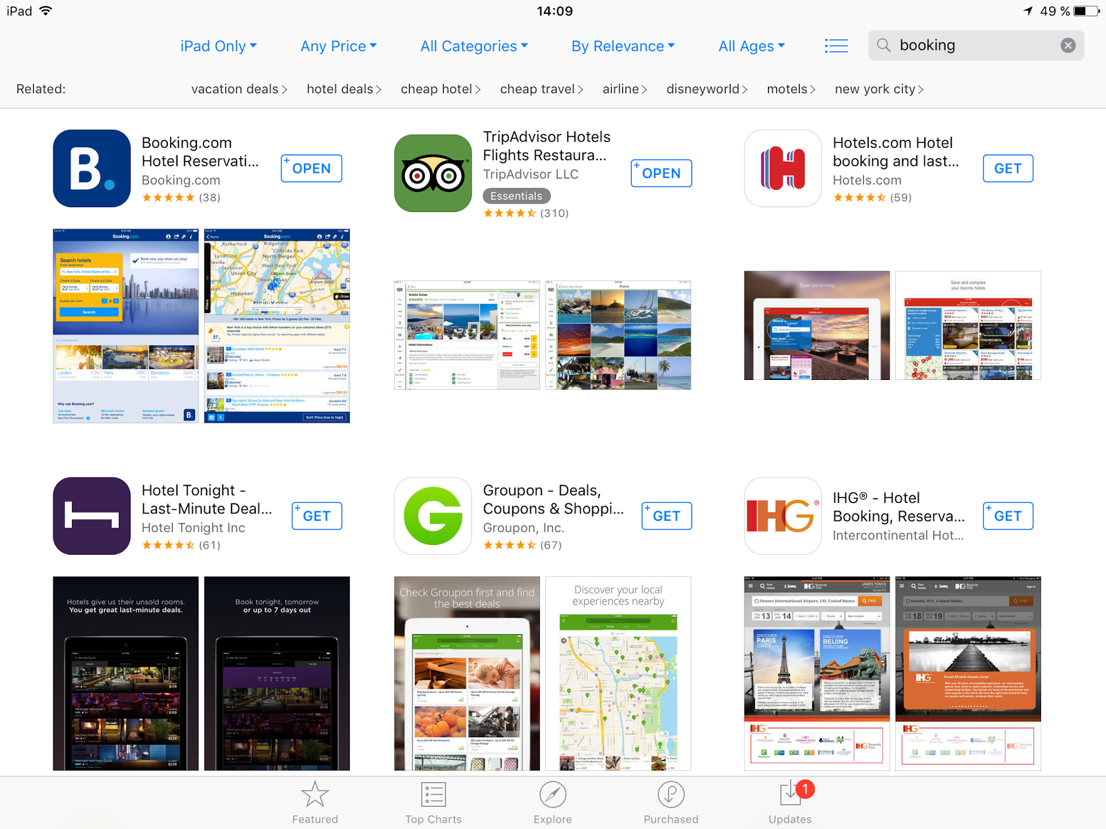 App Store search results. Only first two screenshots are displayed