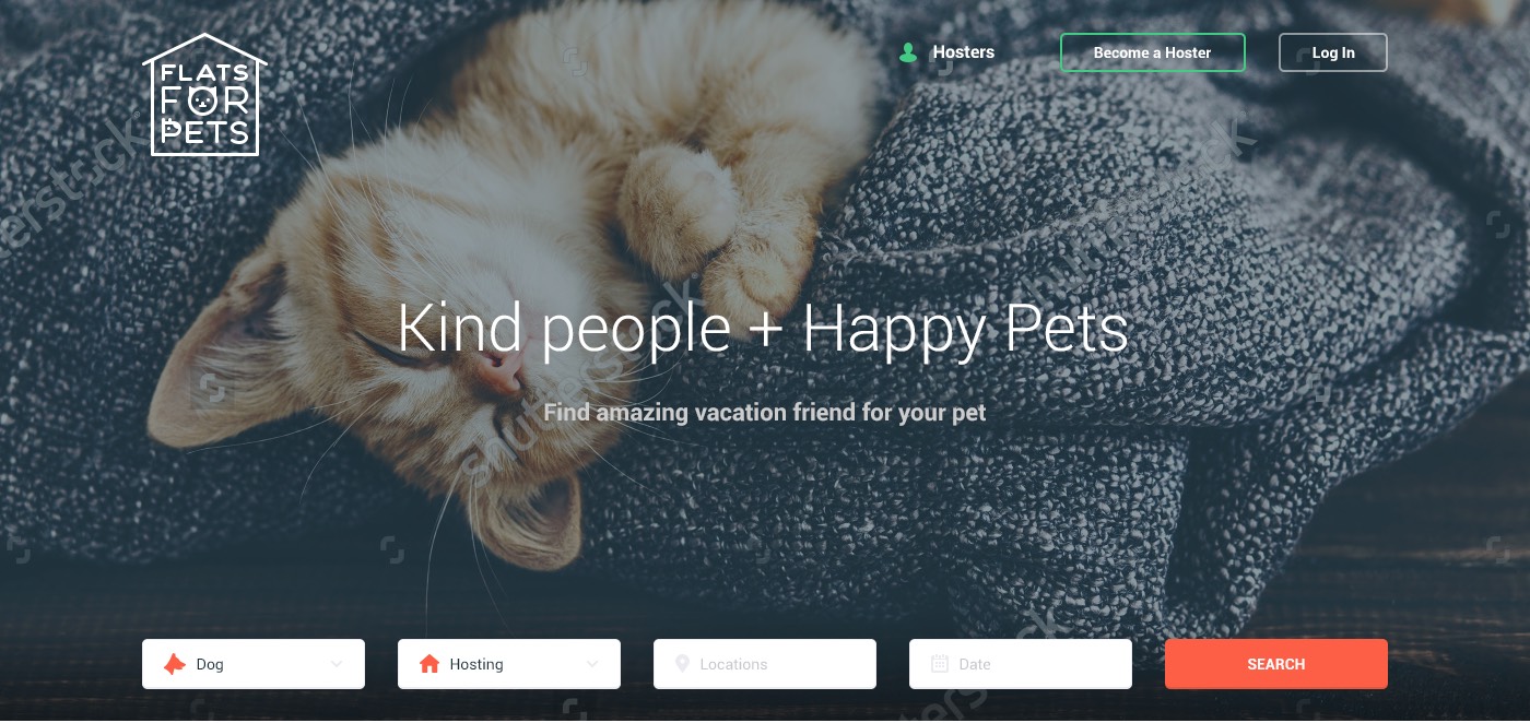 The first block of Flats For Pets landing page