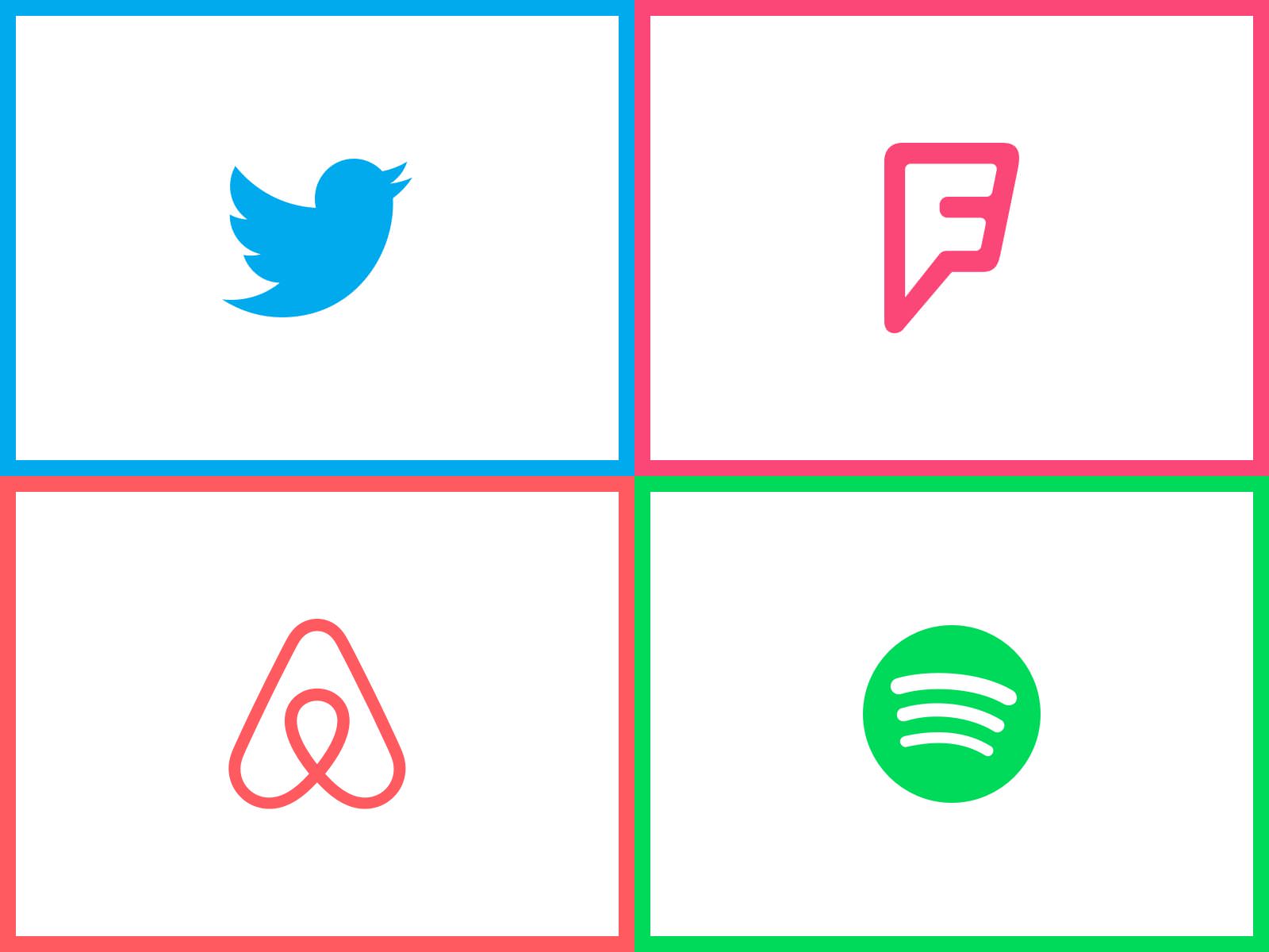 twitter foursquare spotify airbnb logo