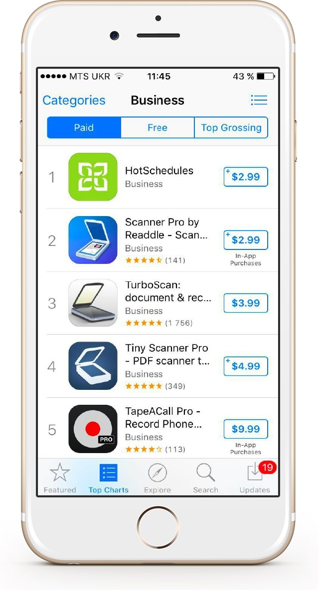 List of top paid apps in business category