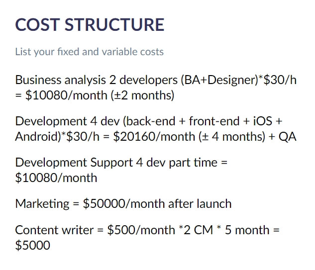 Cost structure