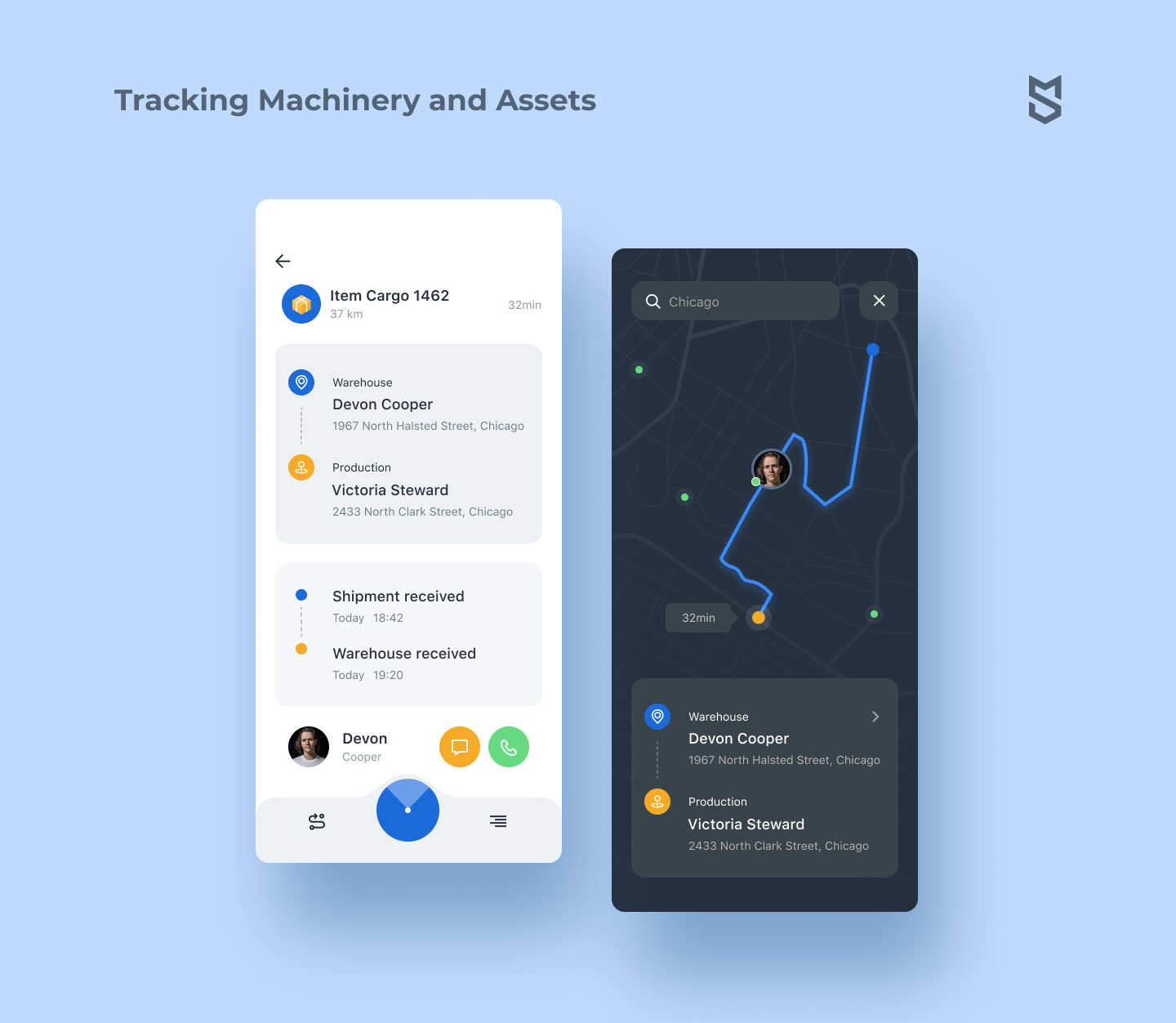 Tracking machinery and assets interface example