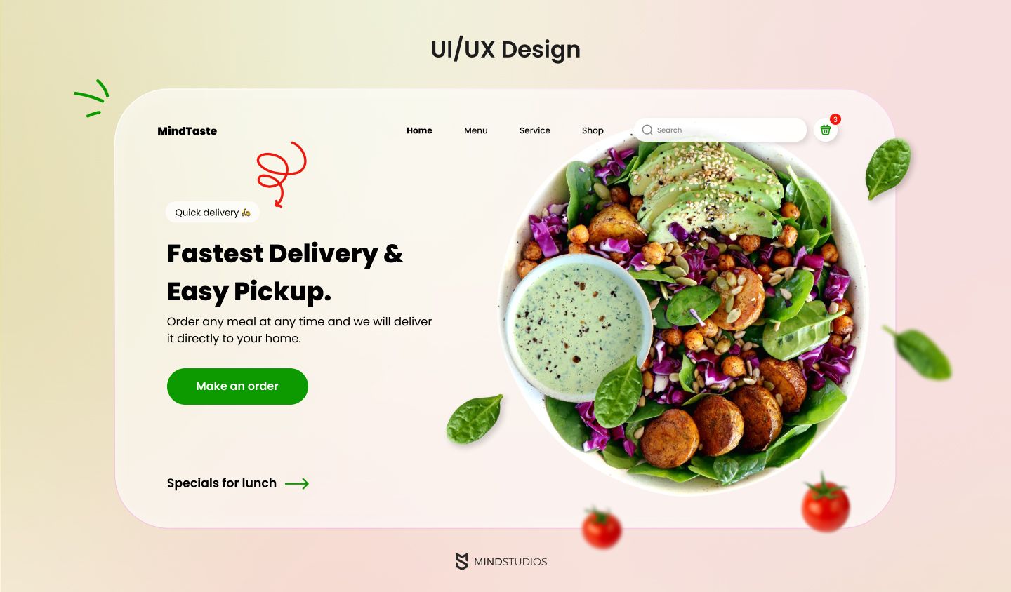 Food delivery website design example