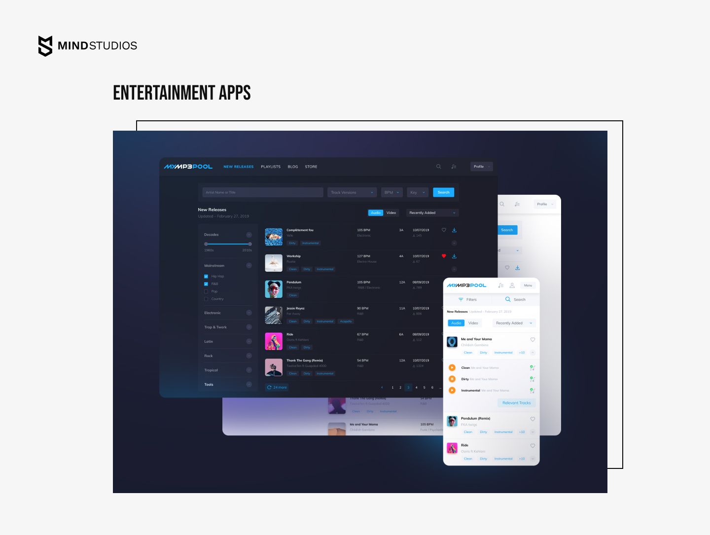 MyMP3Pool music streaming app made by MindStudios 