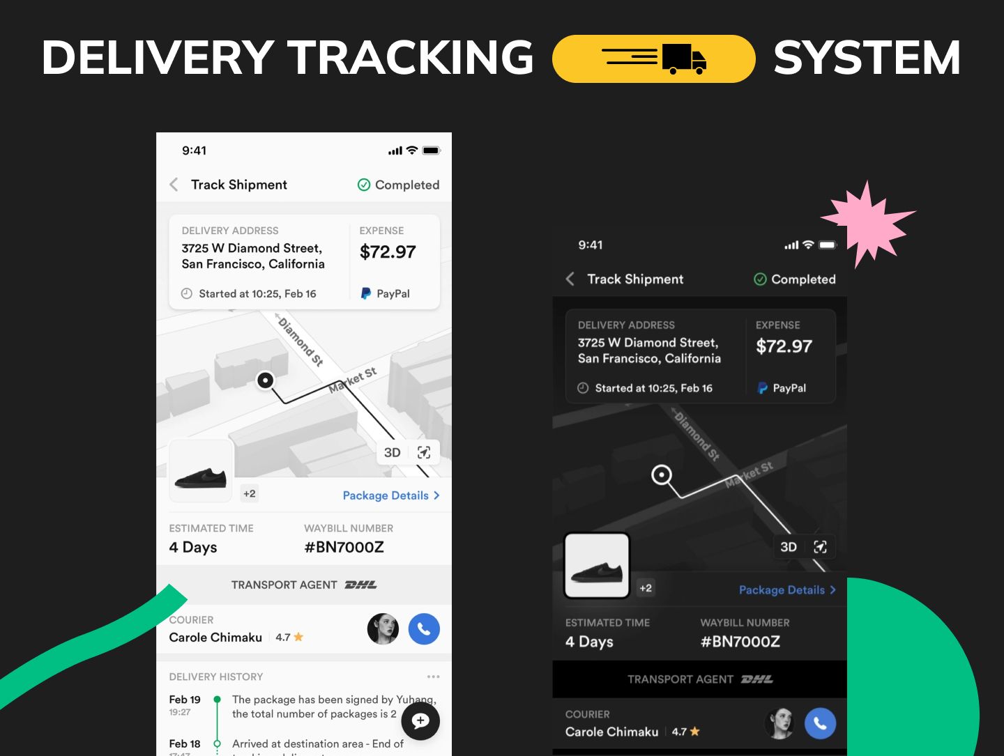Instant delivery tracking system for a grocery delivery app