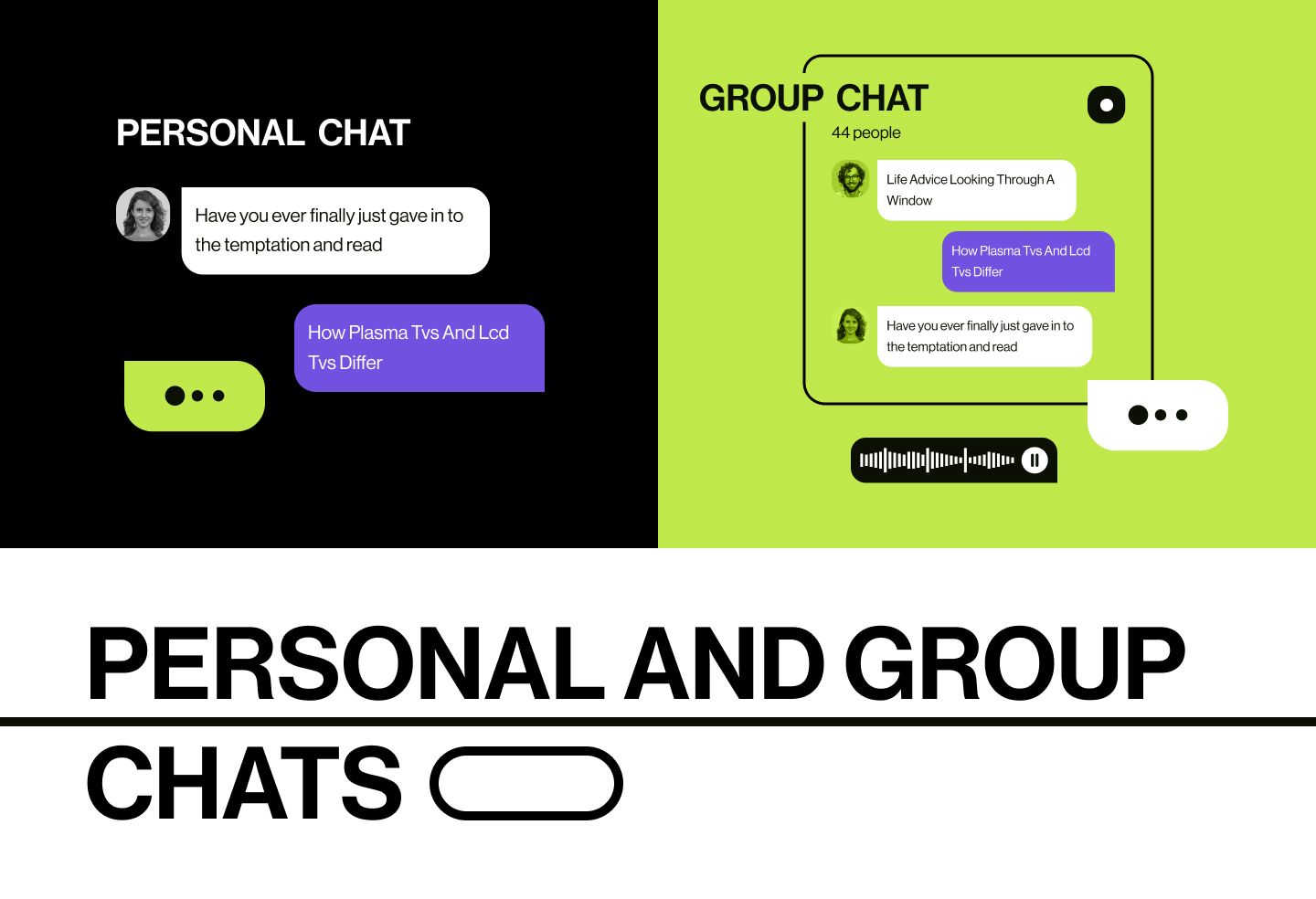 Personal and group chats in a secure messaging app