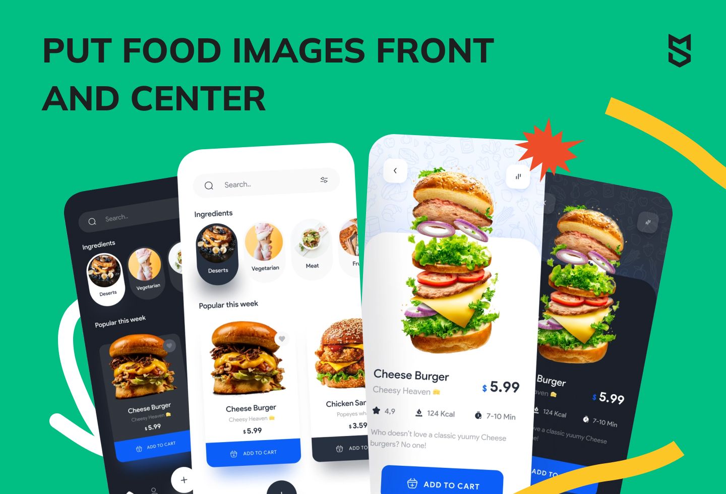 A design tip to put food images to the fore in a food delivery mobile app