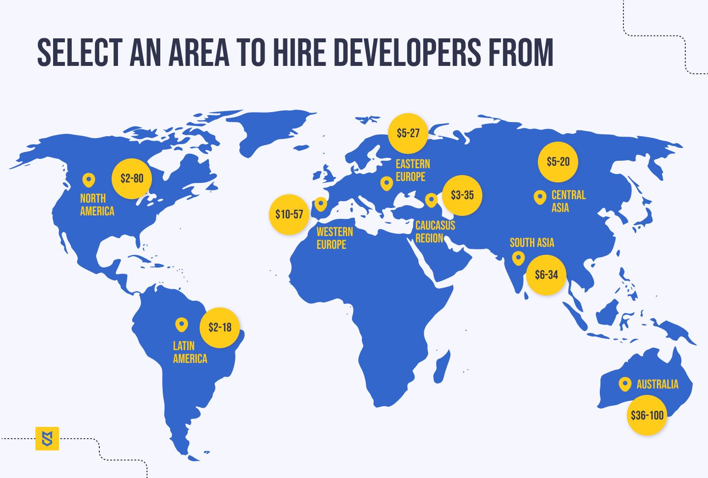 Select an area to hire developers from