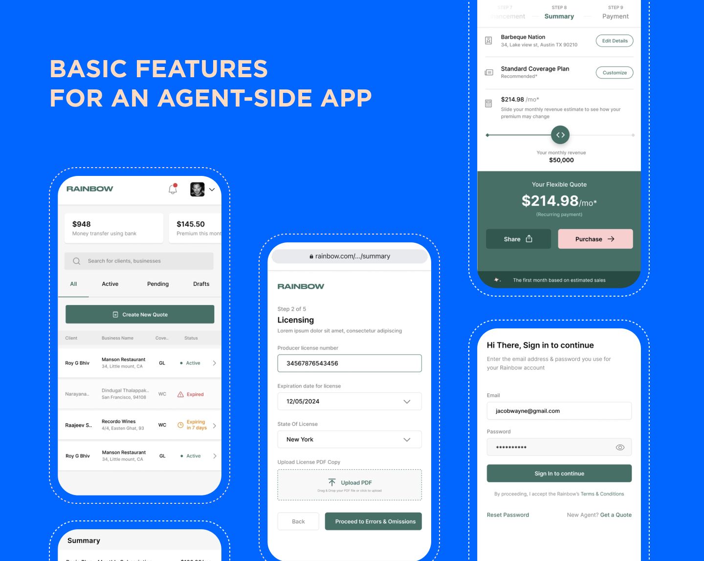 Basic features for an agent-side app