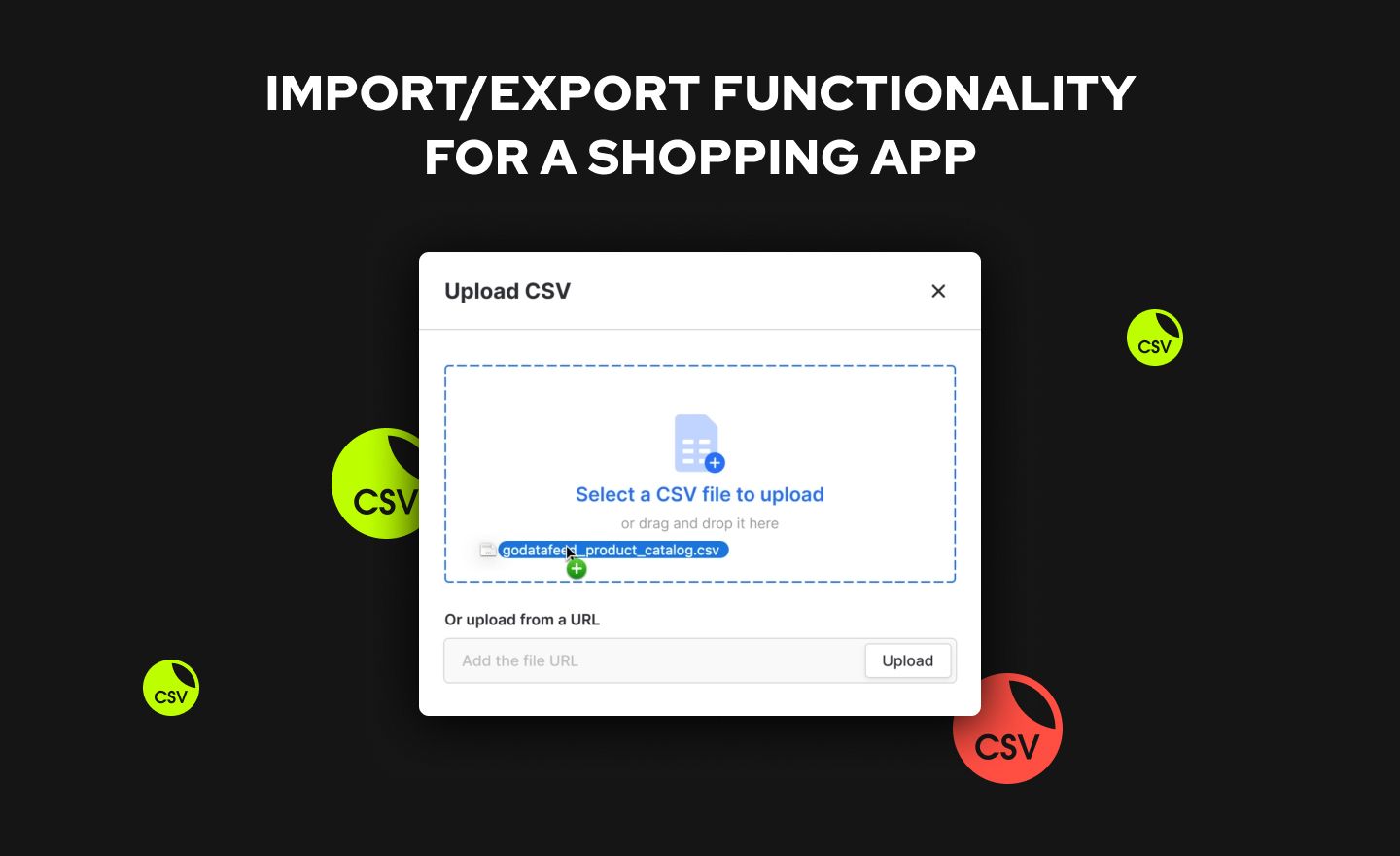 Import/export functionality for a shopping app