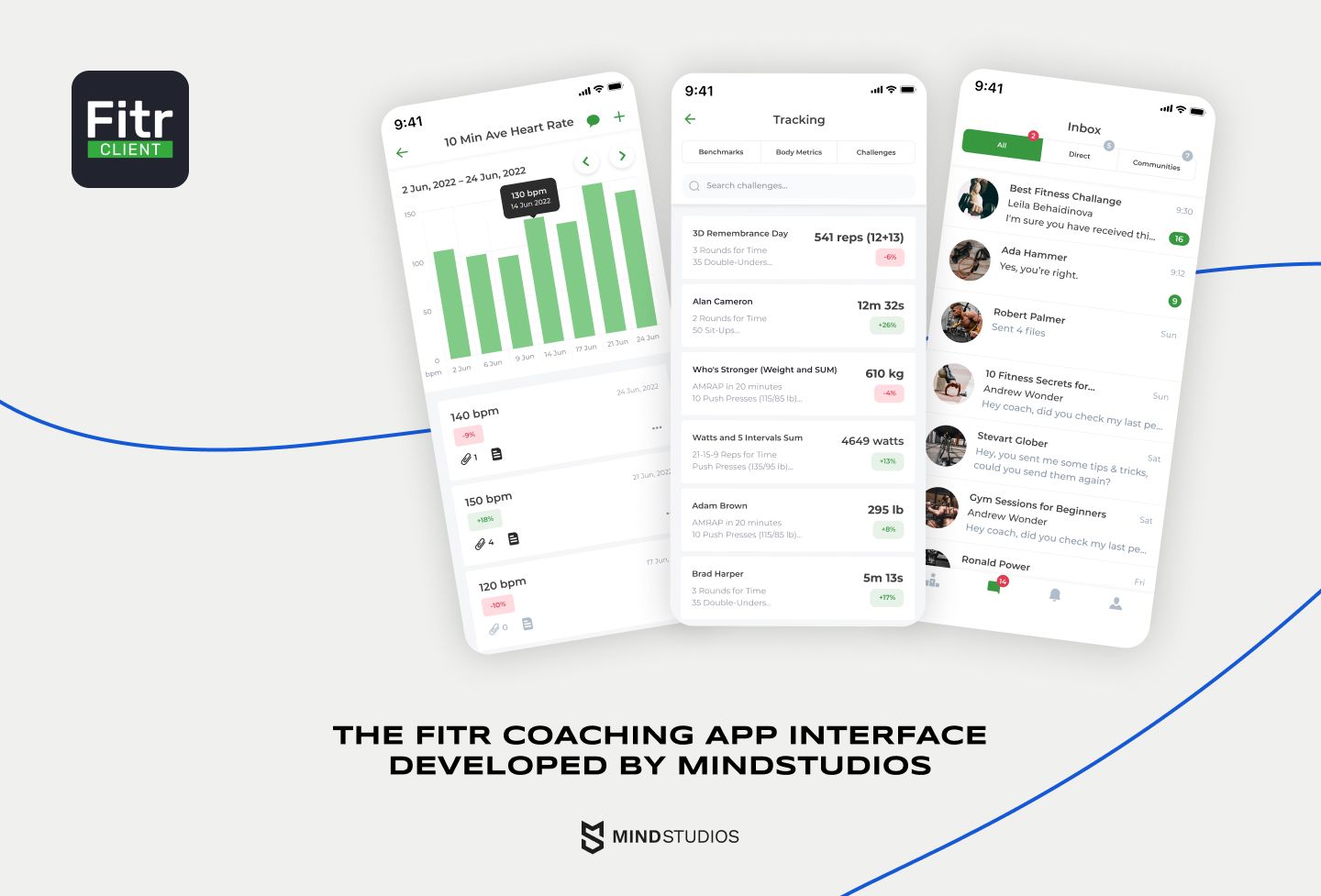 The Fitr coaching app interface developed by Mind Studios