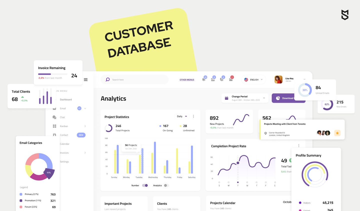 Example of the customer database feature — the core of any CRM software