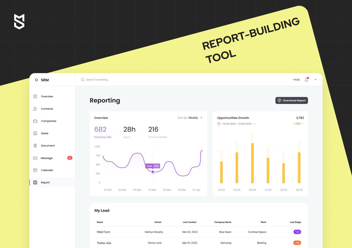 CRM report-building tool