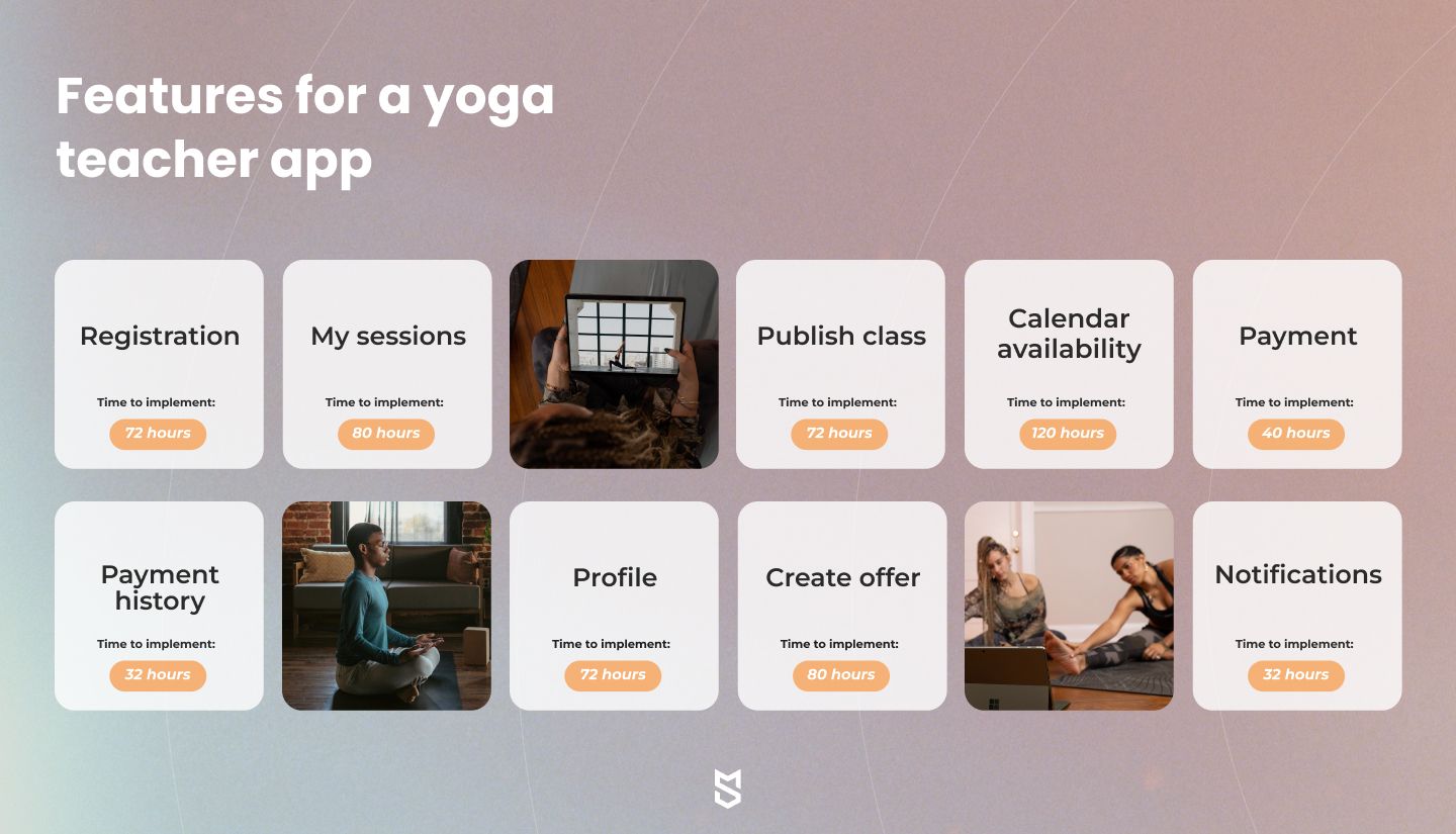 Features for a yoga teacher app