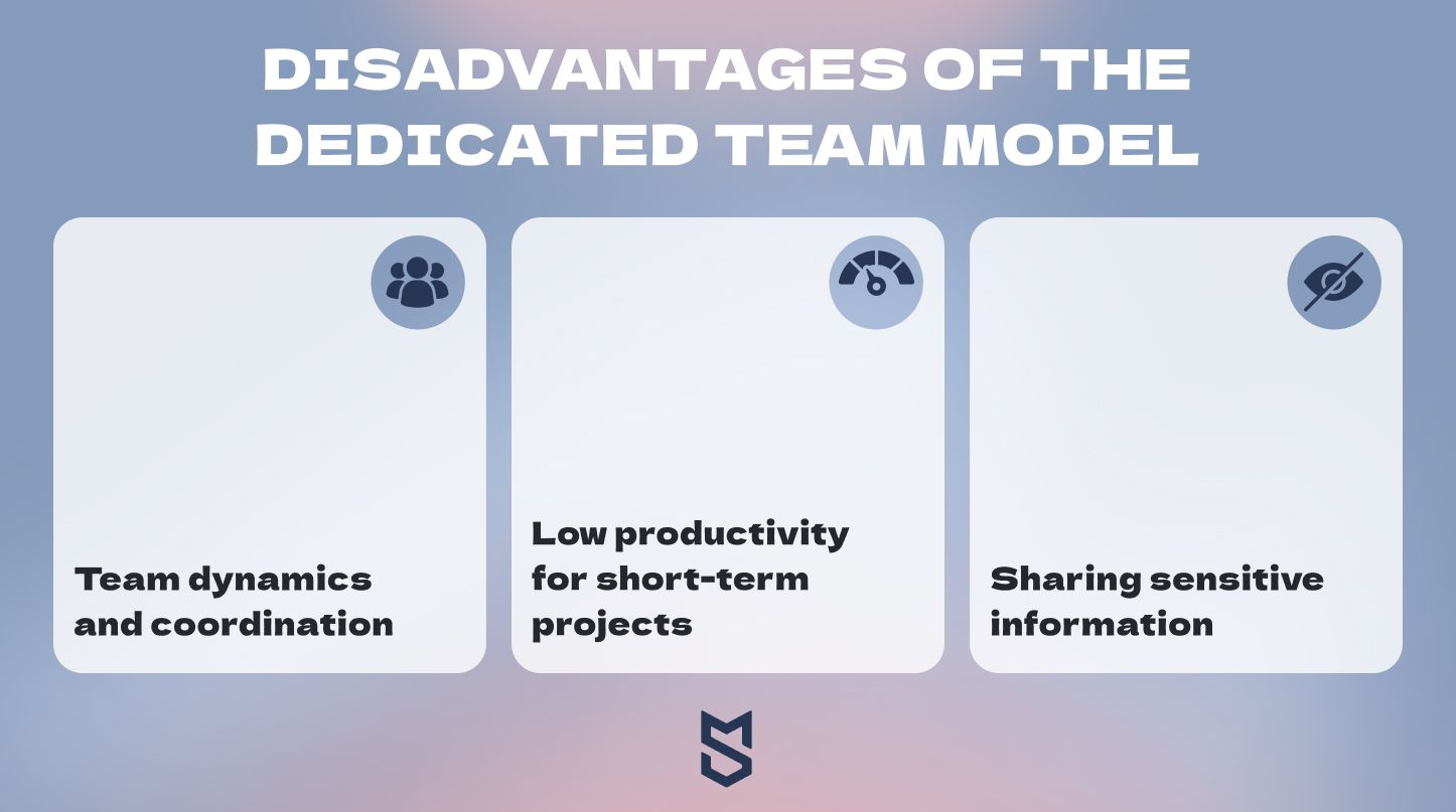 Disadvantages of the dedicated team model