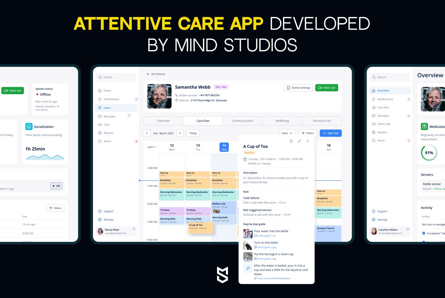 Attentive care app developed by Mind Studios