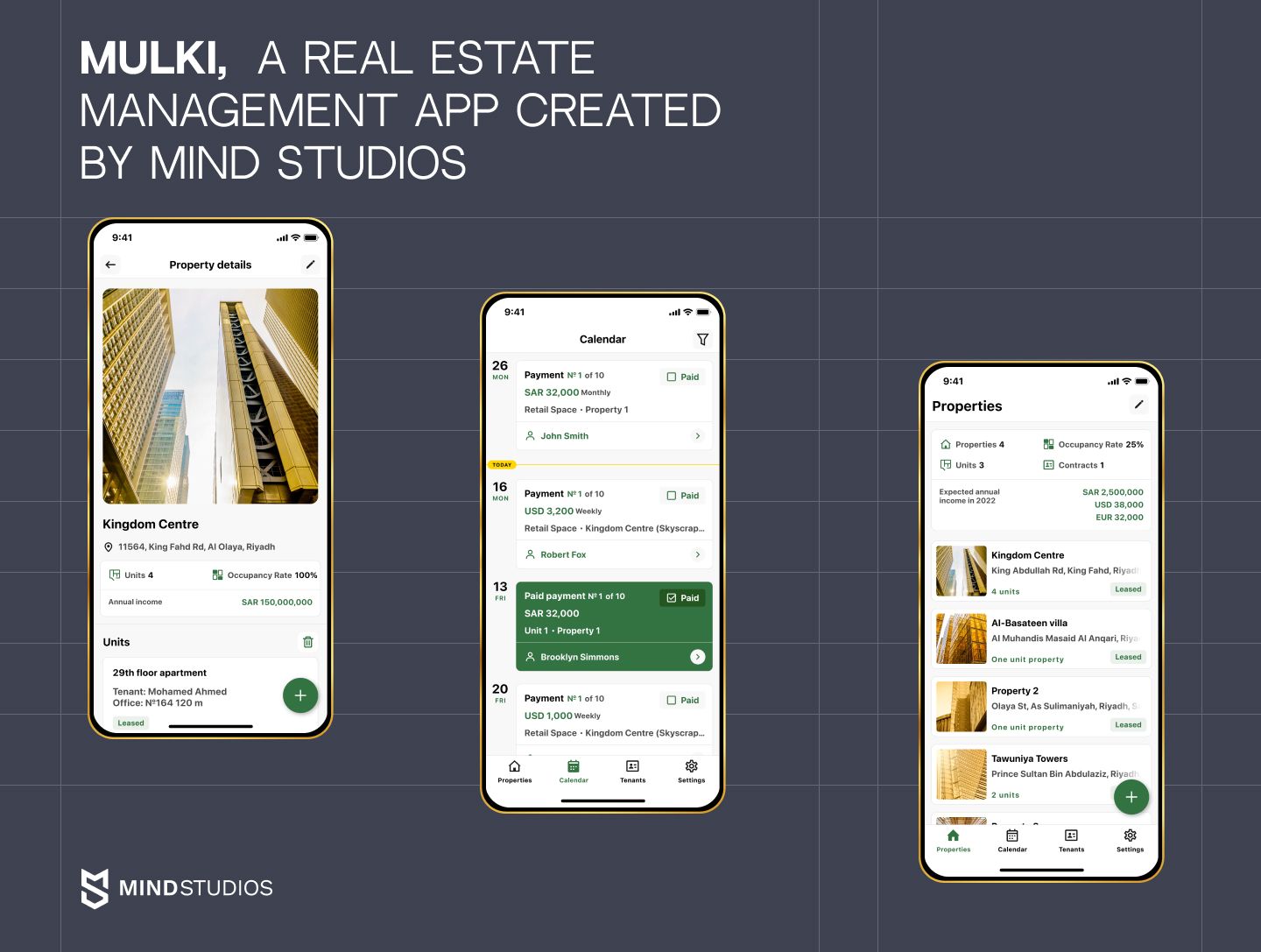 Mulki, a real estate management app created by Mind Studios