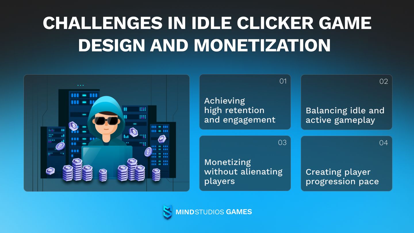 Challenges and solutions in idle clicker game design and monetization