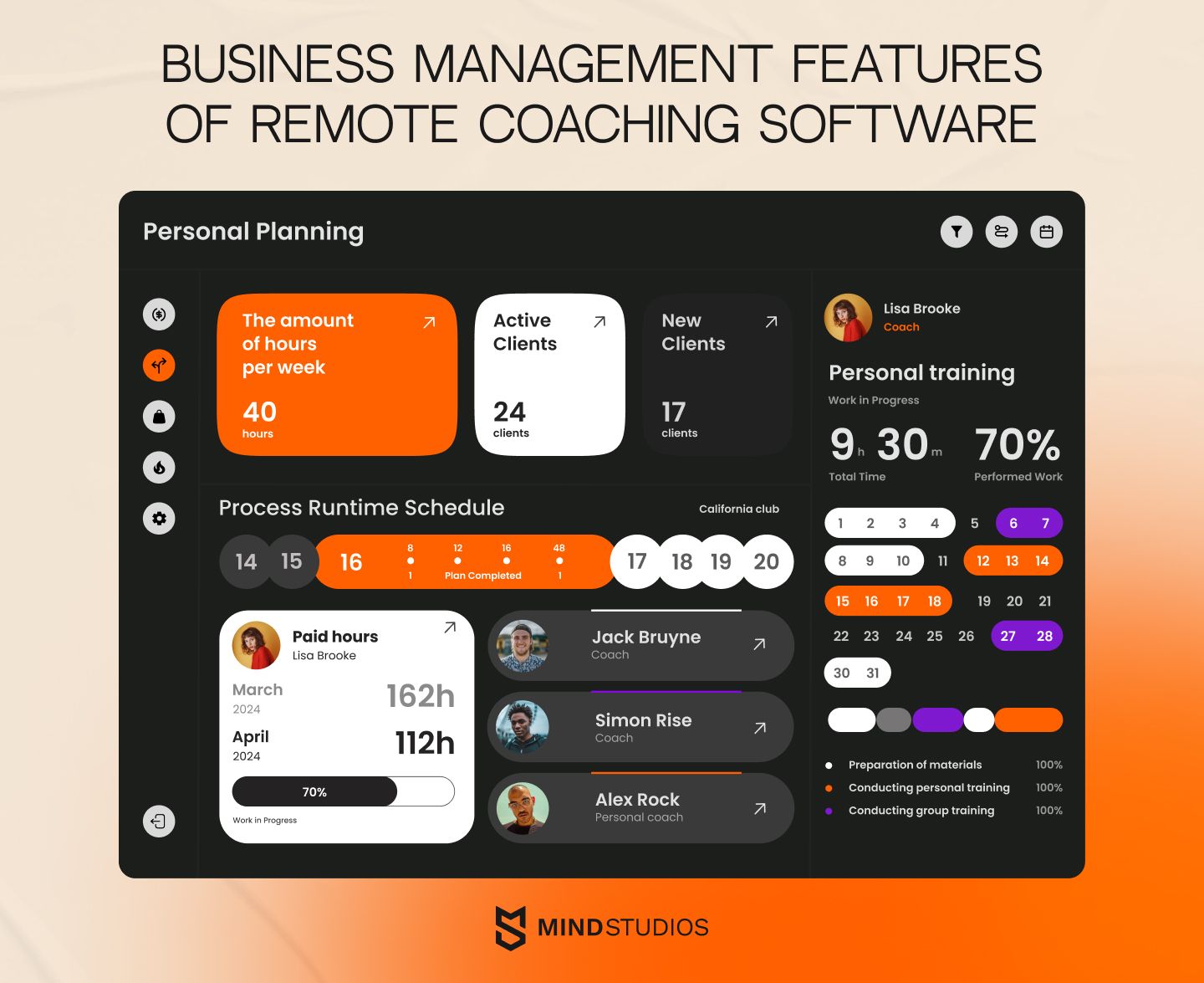 business management features of remote coaching software