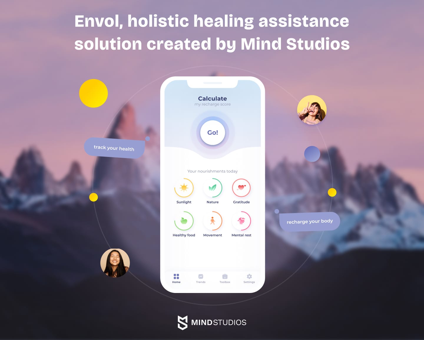 Envol, a holistic healing assistance app created by Mind Studios