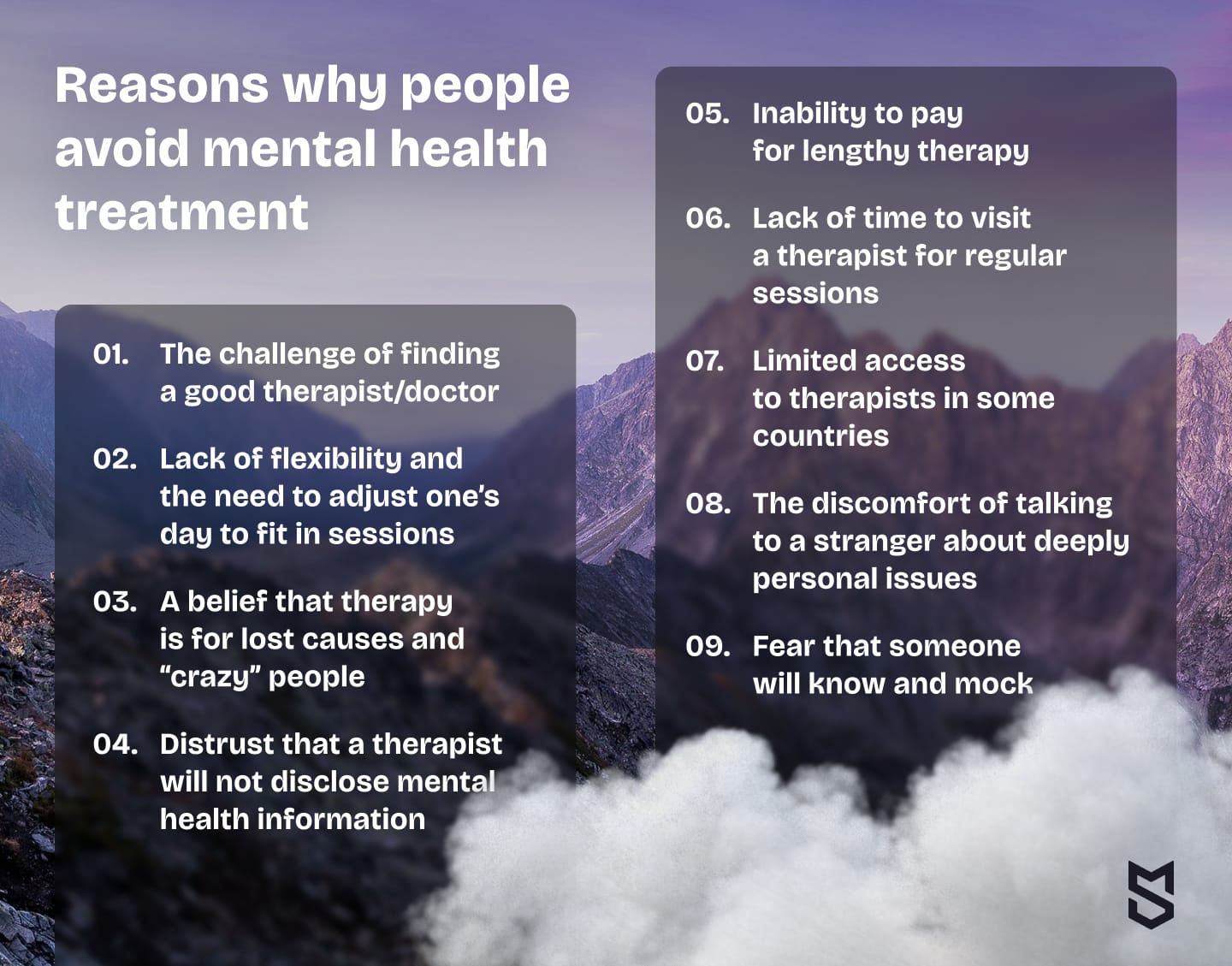 Reasons why people avoid mental health treatment