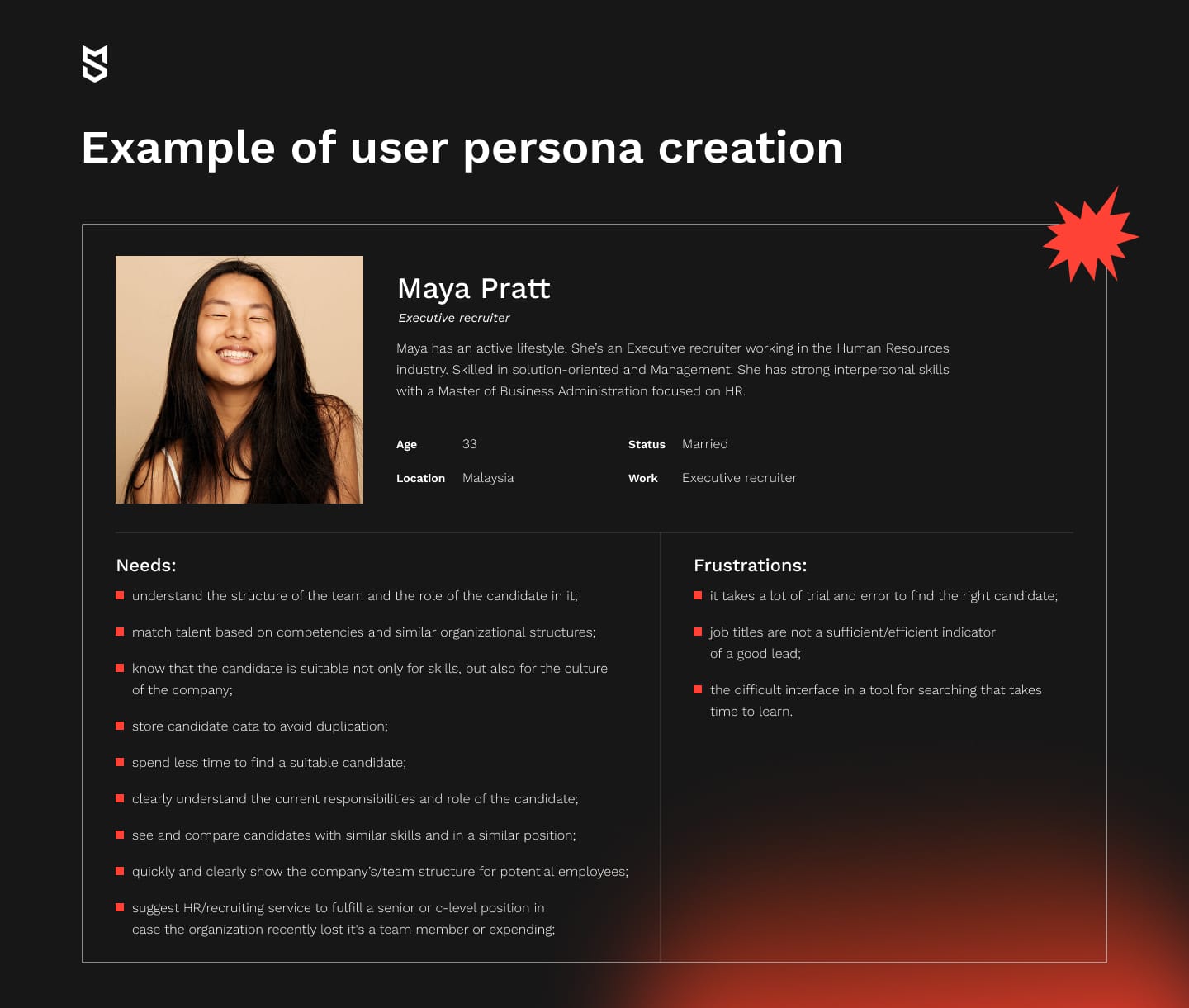 Example of user persona creation