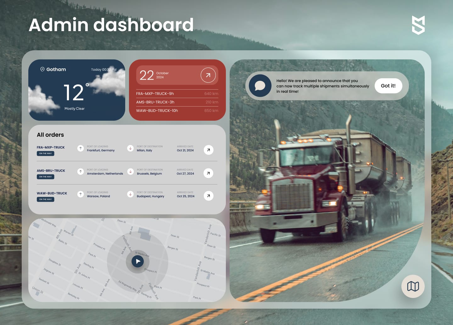 Dashboard for admins