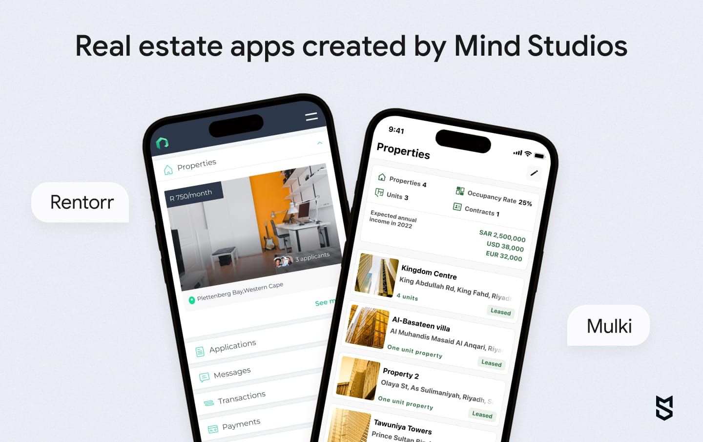 Real estate apps created by Mind Studios