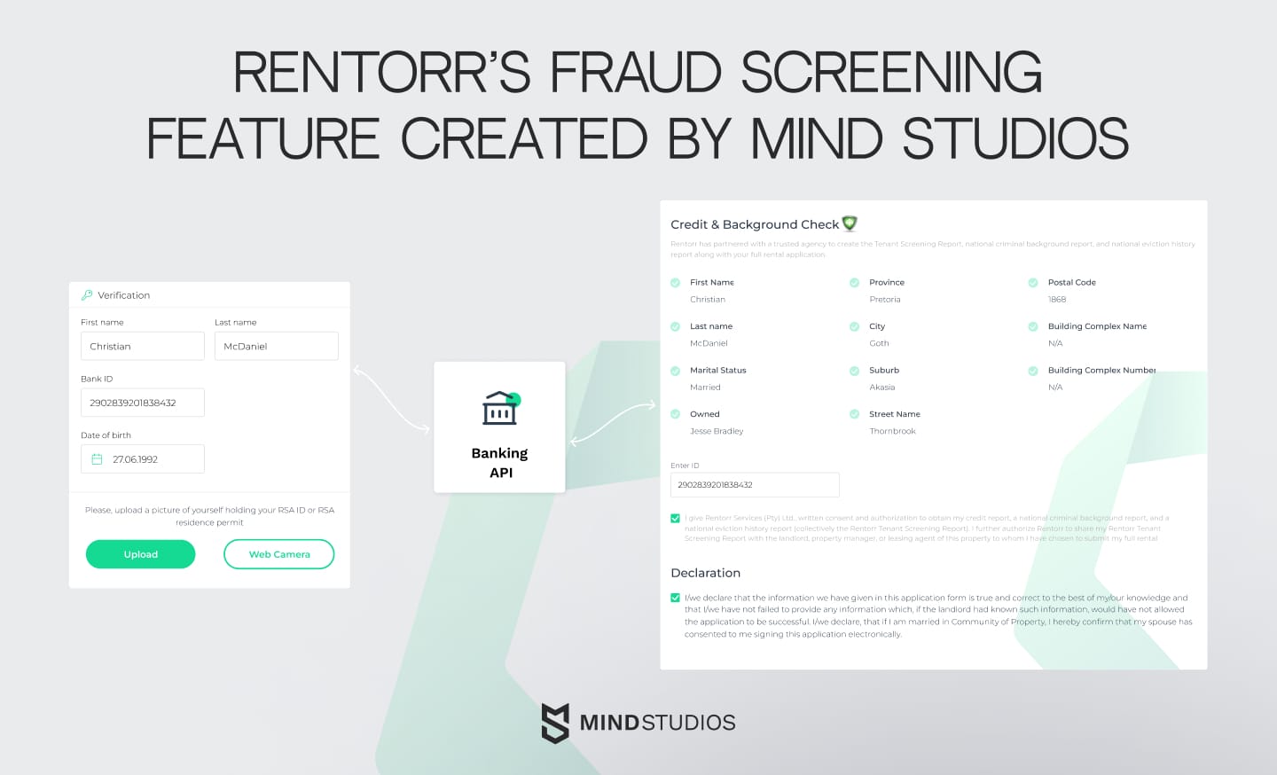 Rentorr’s fraud screening feature created by Mind Studios