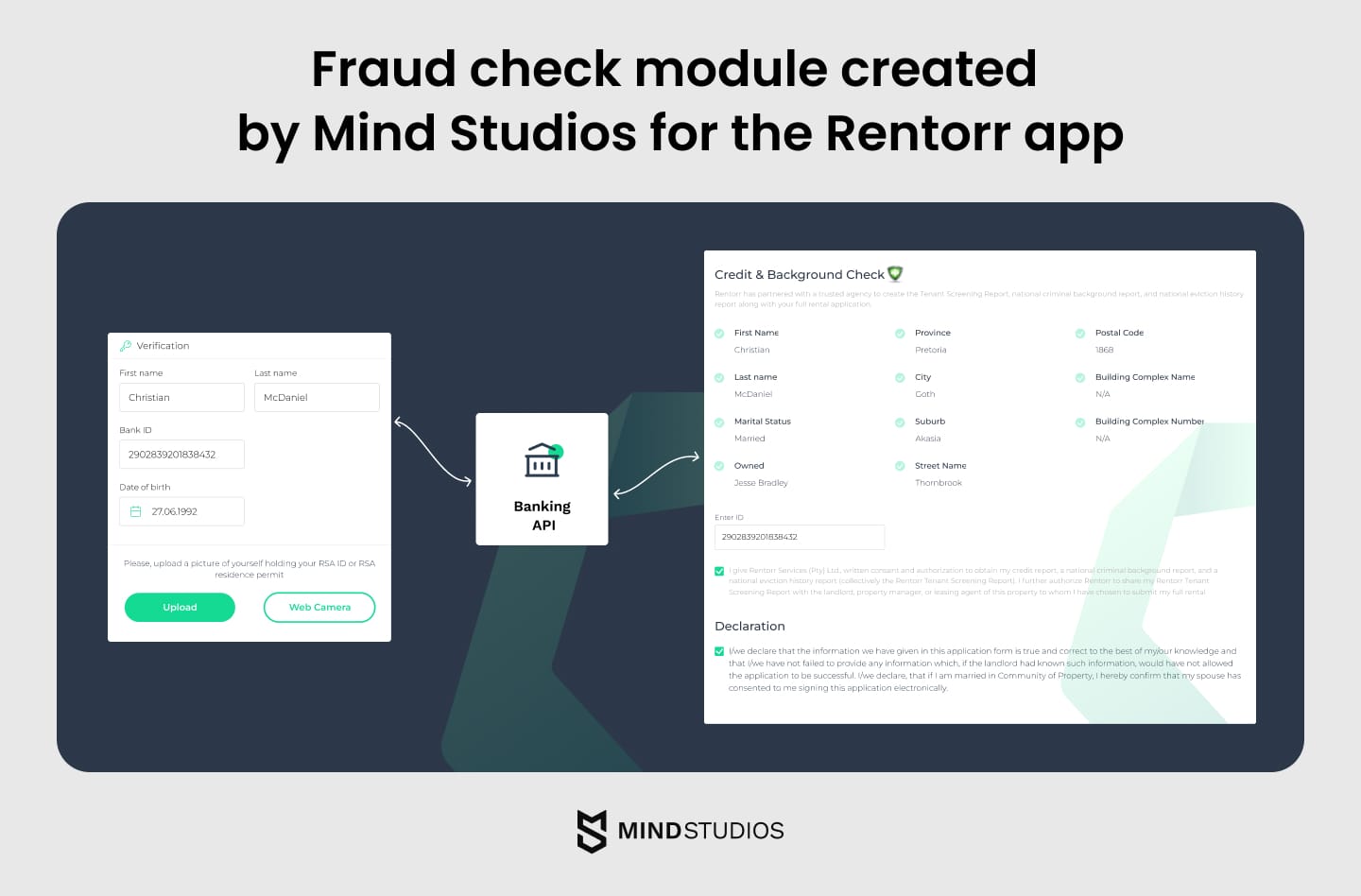 Fraud check module created by Mind Studios for the Rentorr app