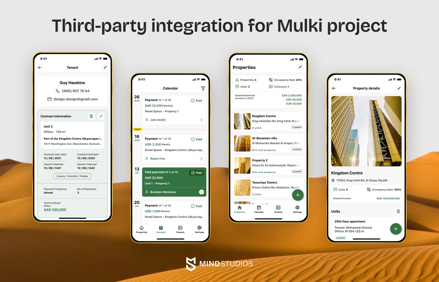 Third-party integration for Mulki project developed by Mind Studios