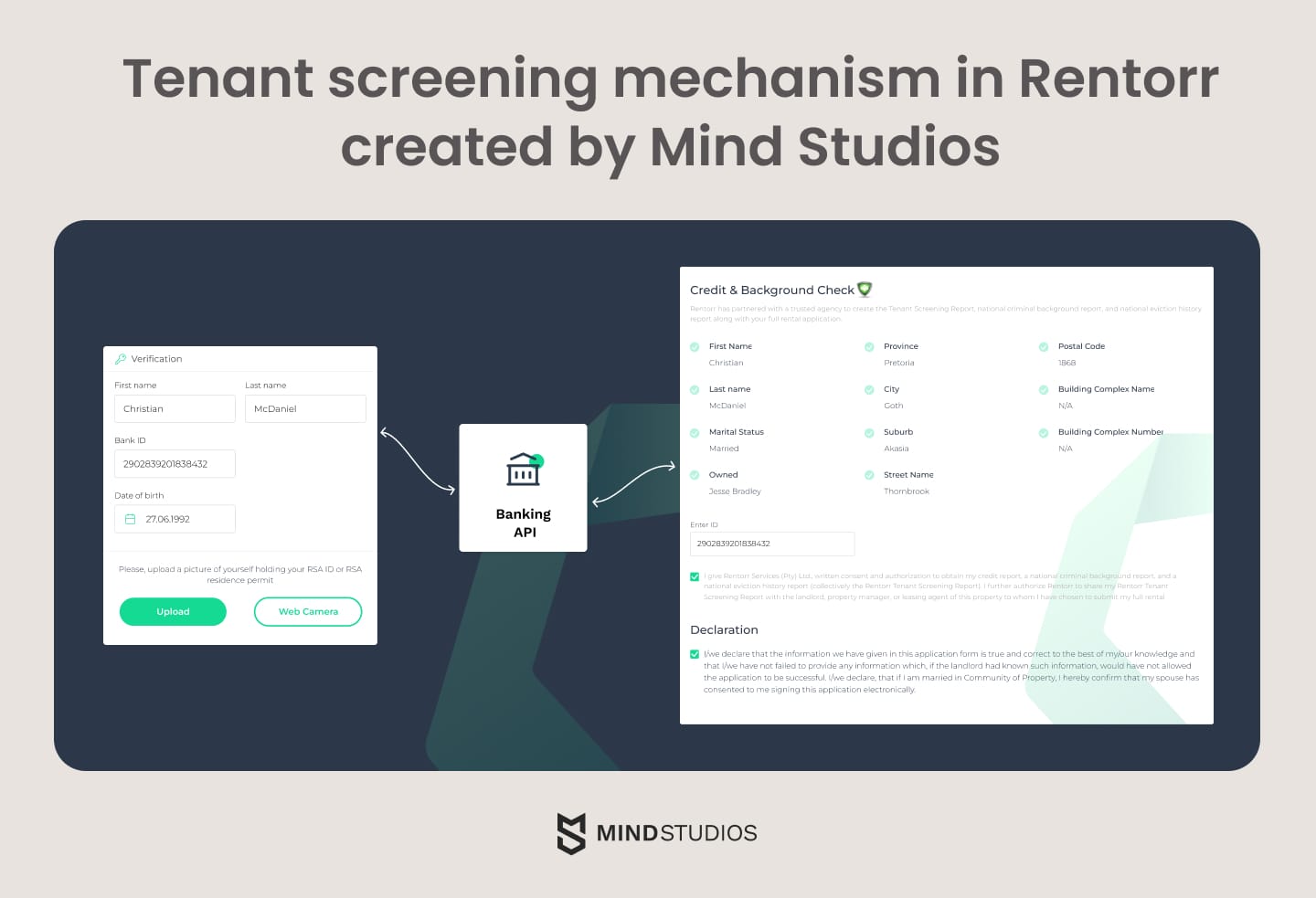 Tenant screening mechanism in Rentorr created by Mind Studios