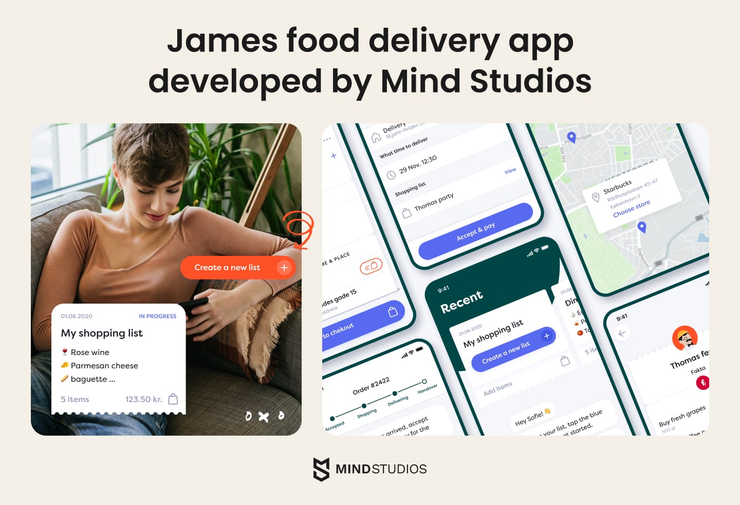 James food delivery app developed by Mind Studios