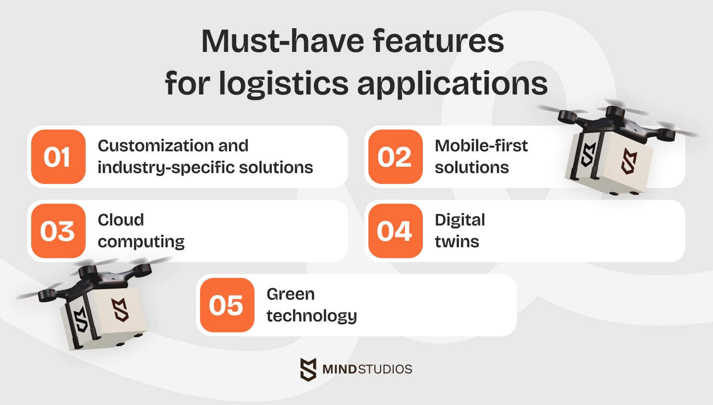 essential features in logistics applications aligned with technology trends in logistics industry