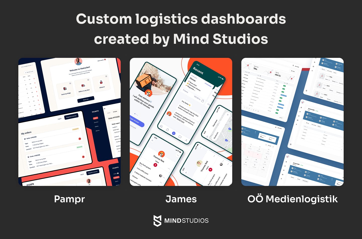 Custom logistics dashboards created by Mind Studios