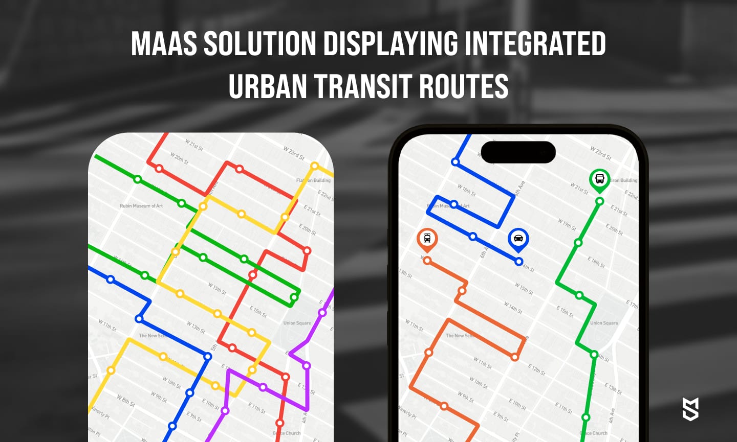 MaaS solution displaying integrated transport routes
