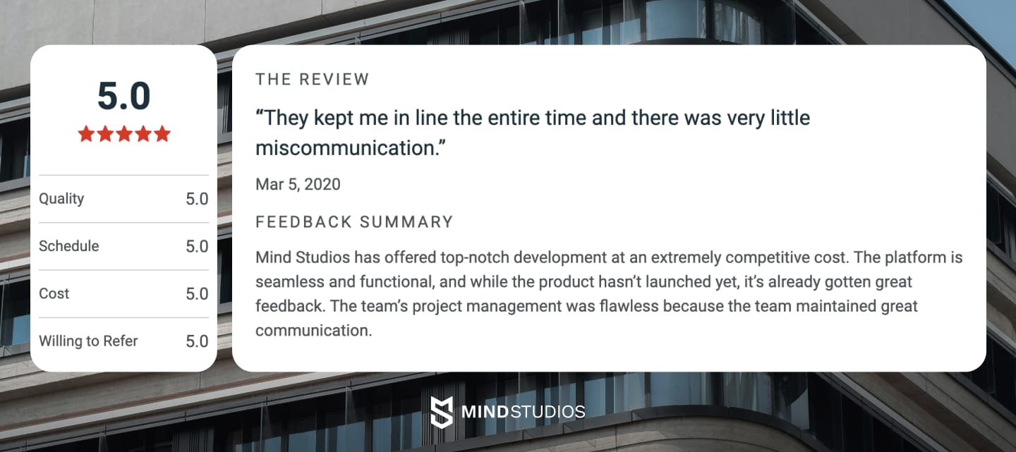 Mind Studios client's feedback