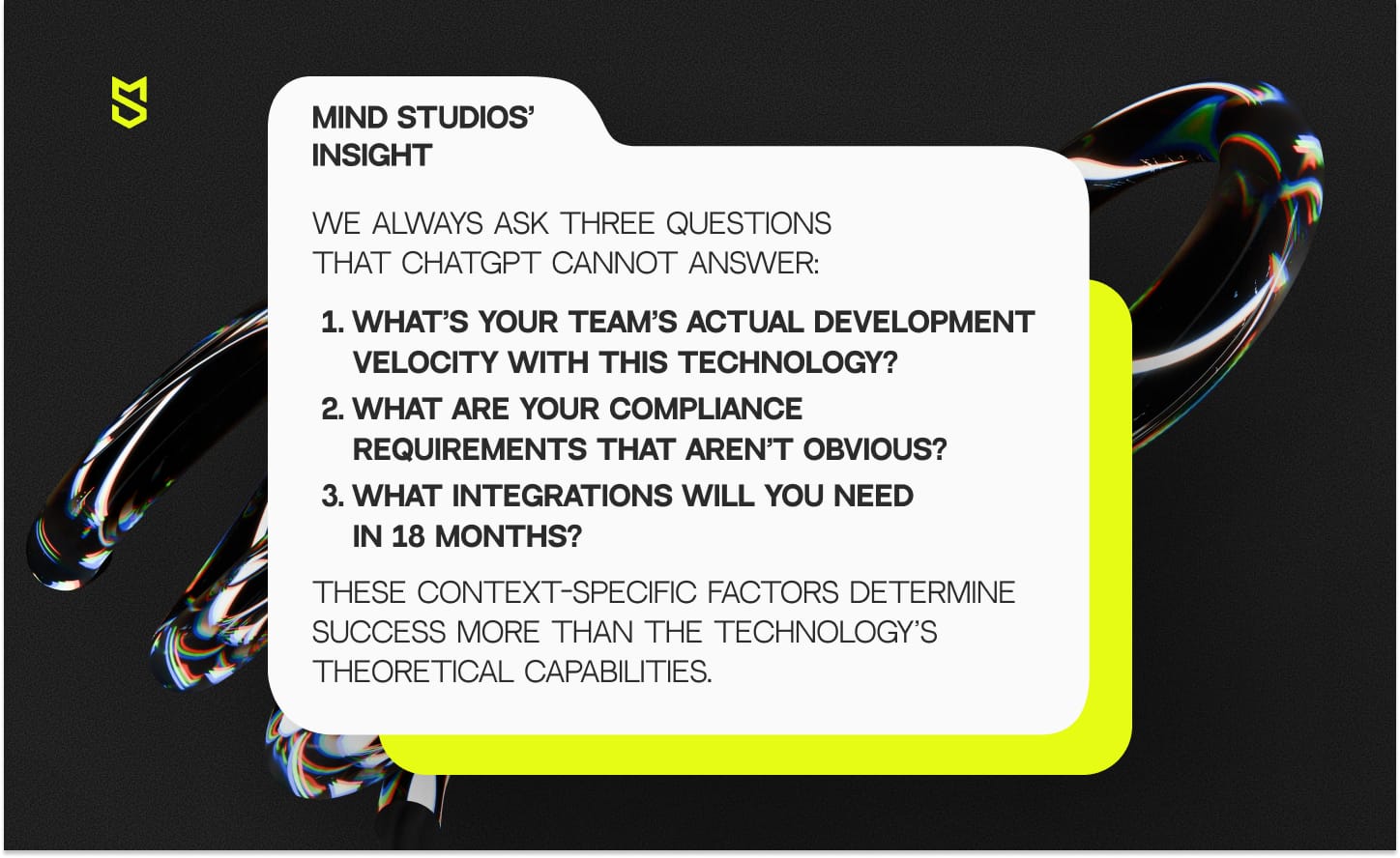 Mind Studios’ insight on tech questions ChatGPT can't answer